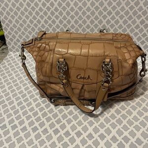 Coach Tan Leather Satchel with Silver Hardware